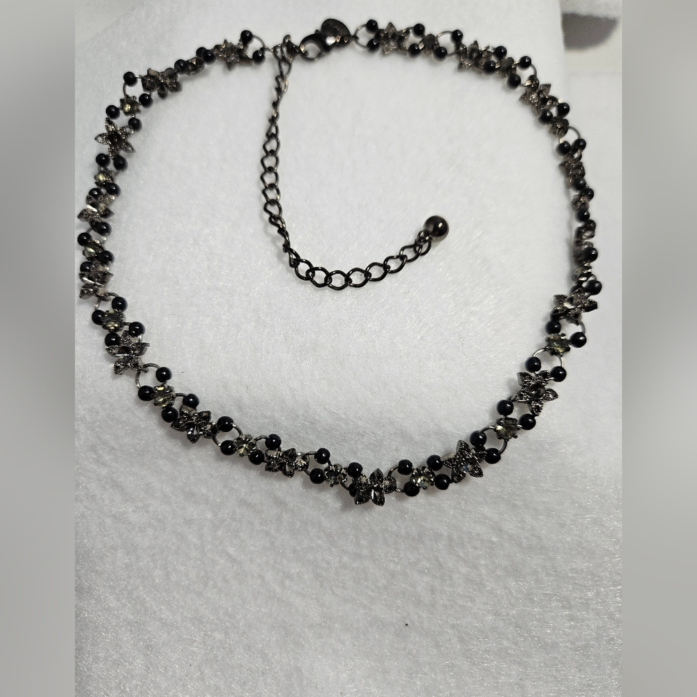 After Thoughts Antiqued Wire Black Rhinestone Choker